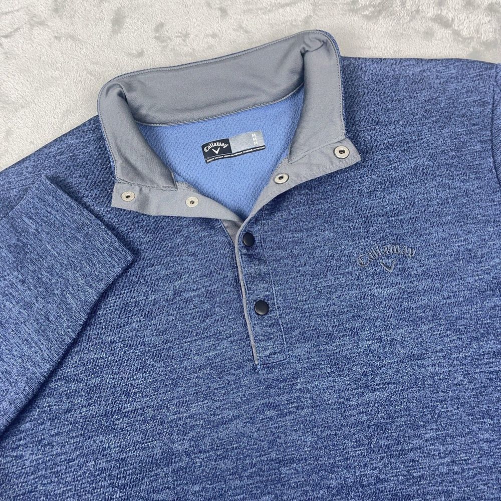 Callaway Sweater Mens M Blue 1/4 Snap Button Closure Pullover Sweatshirt Golf‎